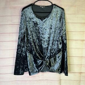 Pleione Long Sleeve Blush‎ Crushed Velvet Top Size XL